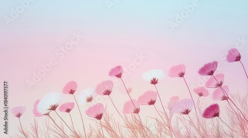 Serene Dreamy Pastel Wildflower Meadow Scene with Soft Ethereal Tones for Calming Visual Aesthetics