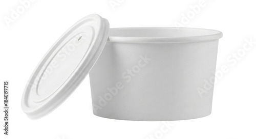 White takeout food container with open lid