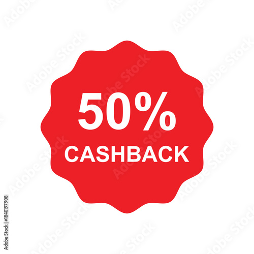 50% cashback label sign promotion icon vector
