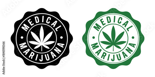 Medical Marijuana Symbols in Black and Green Colors
