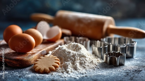 Baking ingredients closeup