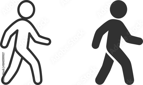 Two Stylized Human Figure Icons Depicting Walking Motion symbol person