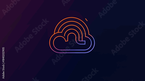 Abstract cloud and rainbow icon design on gradient background