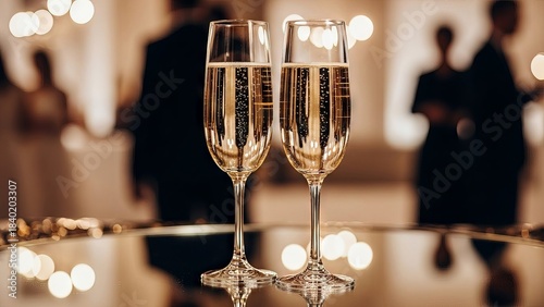 Two glasses of sparkling wine ready for a toast