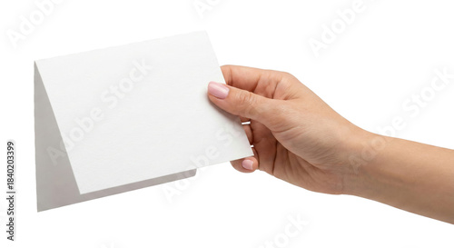 Bild auf Leinwand Hand holding blank white folded greeting card