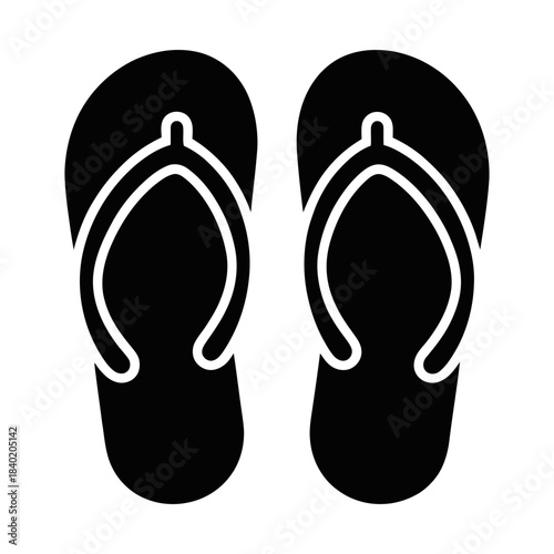 pair of black flip flops glyph icon