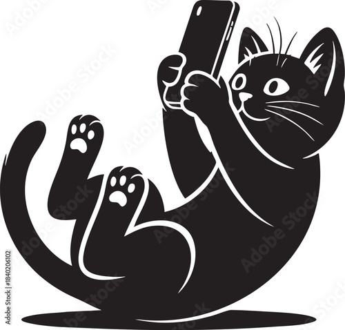 black cat with a butterfly