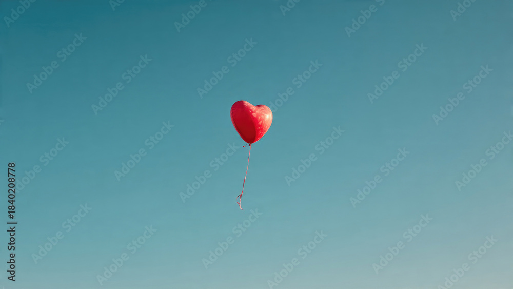 Fototapeta premium Red heart balloon against clear sky