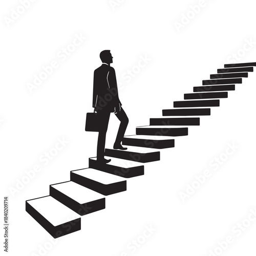 Black Career Progression Silhouette Vector, High Quality Illustration on White Background