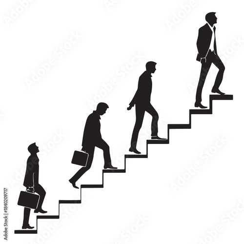 Black Career Progression Silhouette Vector, High Quality Illustration on White Background