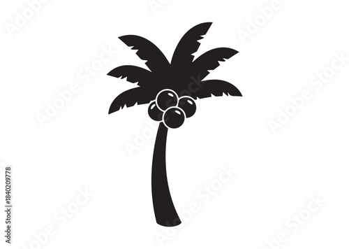 Coconut tree icon, Coconut tree Black silhouette vector
