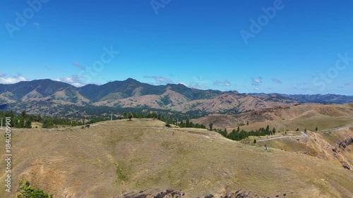 Drone shot of mountainous landscape in the highlands of fiji. 