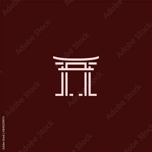 Torii gate line art logo with clean traditional minimal lines.