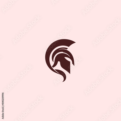Spartan helmet logo with bold minimal warrior outline.