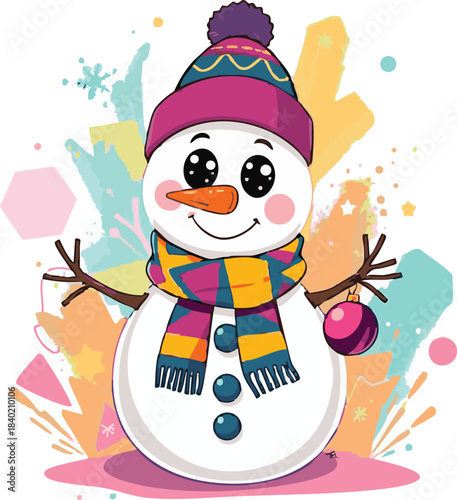 snowman, newyear, picture, clipart, drawing, illustration, Design, Print