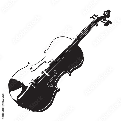 Black violin Silhouette Vector, High Quality Illustration on White Background