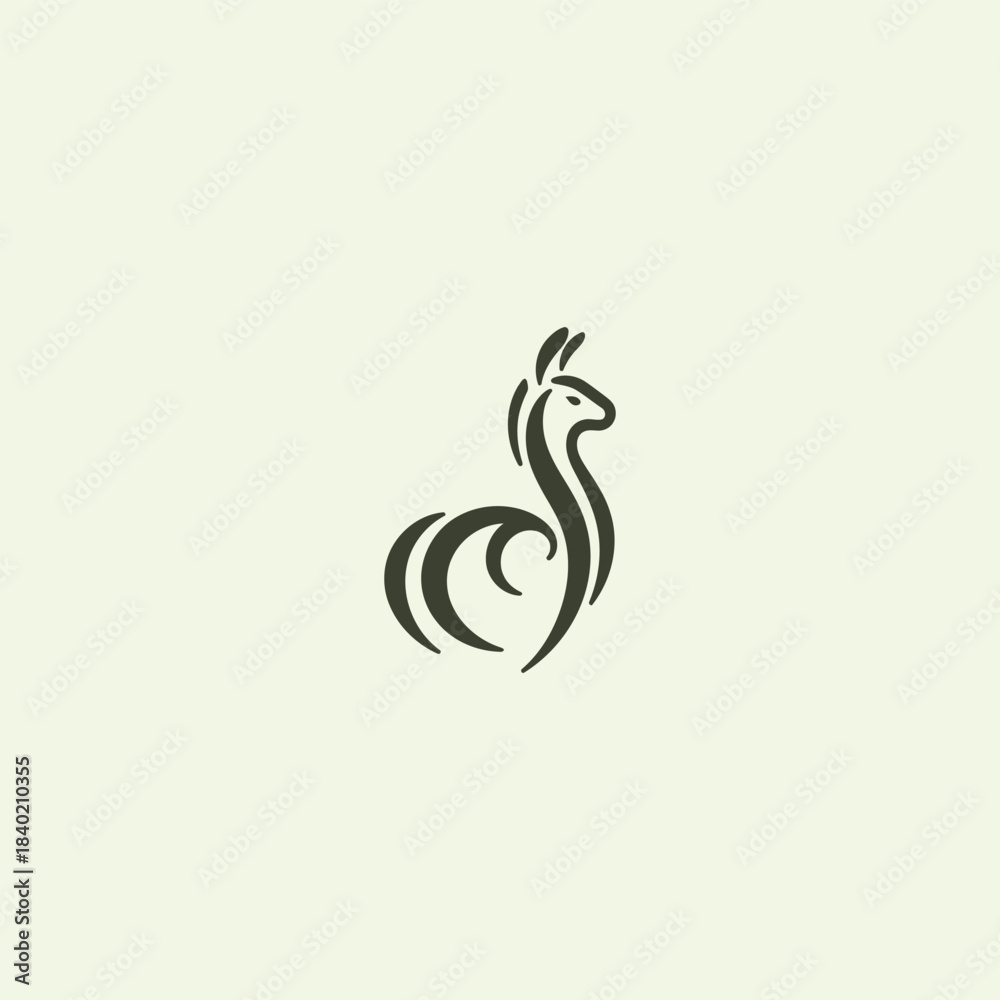 Naklejka premium Llama line style logo with clean minimalist stroke design.