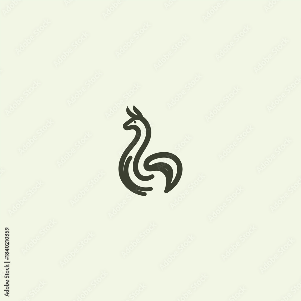 Obraz premium Llama line style logo with clean minimalist stroke design.