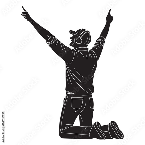 Black Customer Support Silhouette Vector, High Quality Illustration on White Background