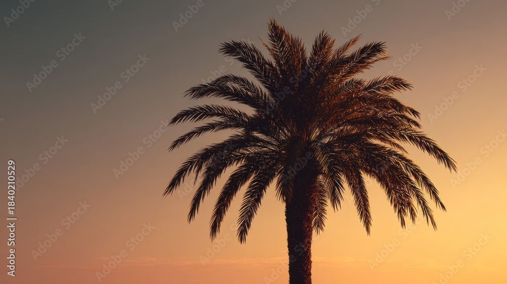 Obraz premium Sunset palm silhouette