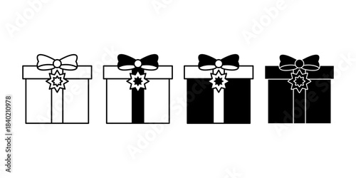 Eid Gift Box Black Icon Bundle for Festive Islamic Celebration Designs