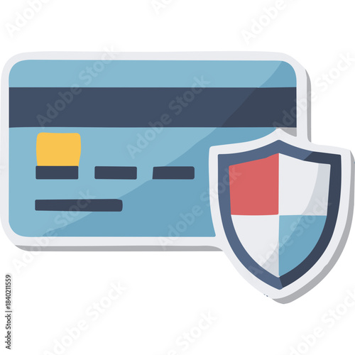Secure Credit Card Protection Shield Icon Representing Financial Safety and Data Security Against Fraudulent Transactions