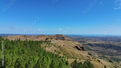 Drone shot of mountainous landscape in the highlands of fiji. 