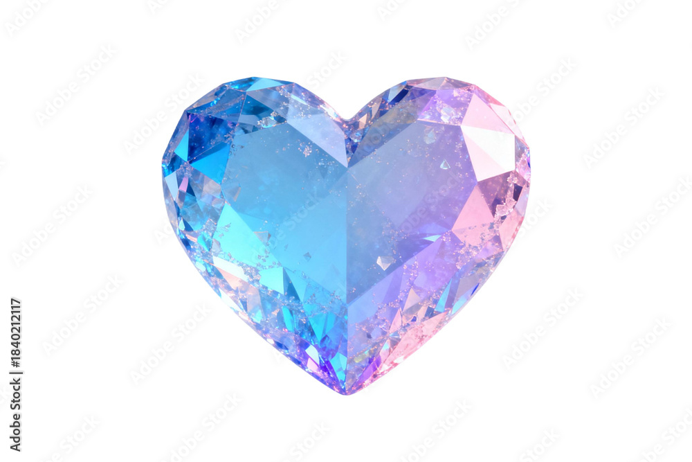 Fototapeta premium Shiny heart-shaped gemstone with blue and pink hues