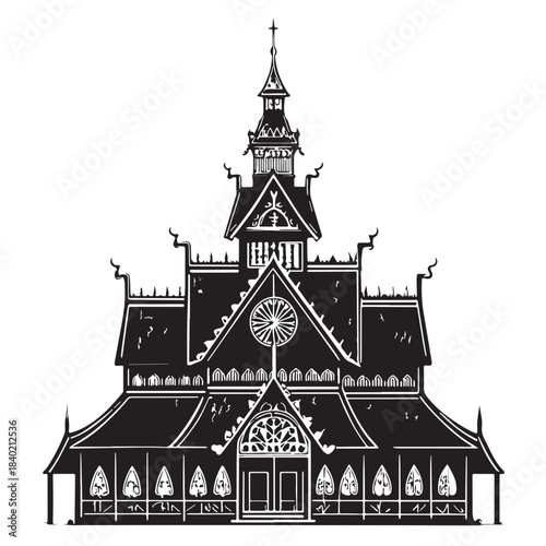 Black valhalla Silhouette Vector, High Quality Illustration on White Background