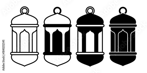 Lantern Islamic Black Icon Bundle for Ramadan and Eid Decorative Themes