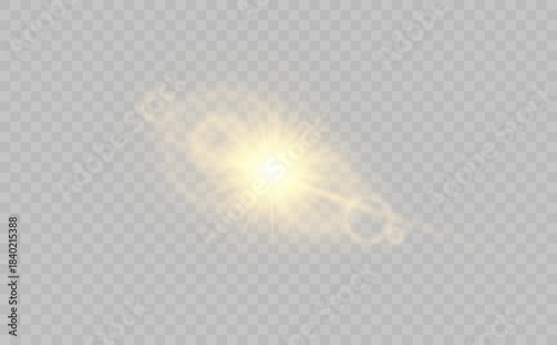 Sun, Sunrays, and Glare.Overlays, light, sunrays, overlays, light transitions, lens flare, light leaks and glare in PNG format. Gold Flare and Glare.Light Vector with Sun Glare