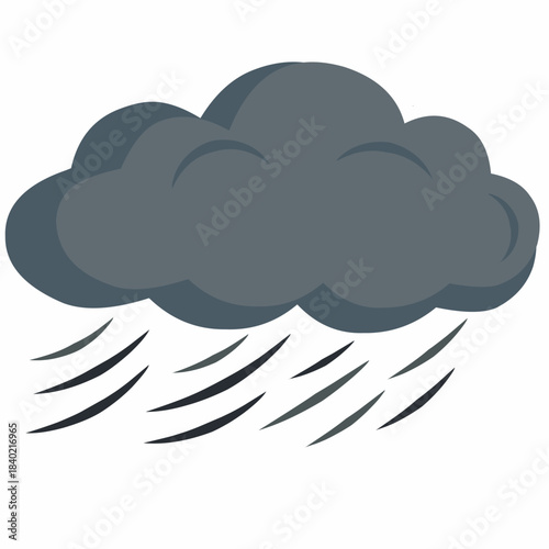 Windy Storm Cloud in Flat Illustration Style for Climate Icons