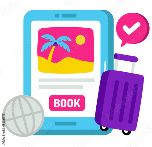   Trendy design icon of mobile beach booking 