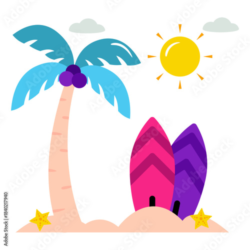 Adventure board icon, trendy design of surfboard