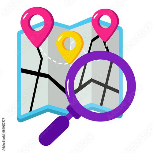 Conceptual flat design icon of explore map 