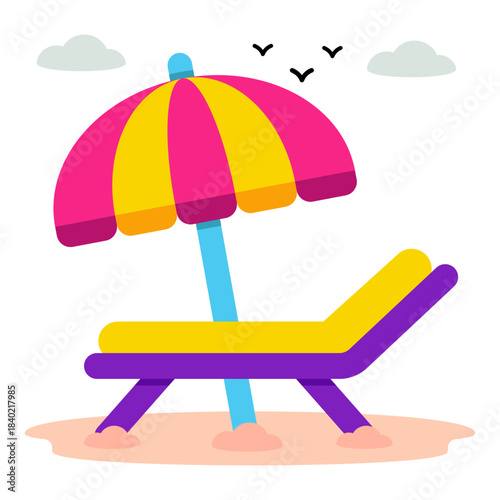 Modern design icon of sunbed 