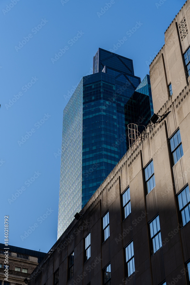 Fototapeta premium Blue building basking in the sun