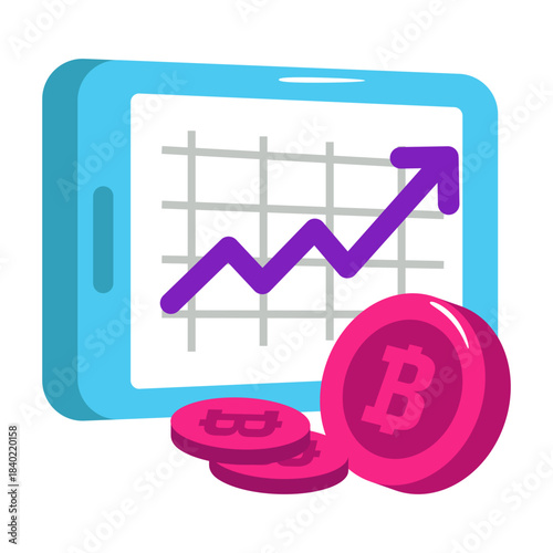 Premium download icon of mobile bitcoin growth 