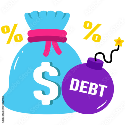 Premium download icon of debt money 