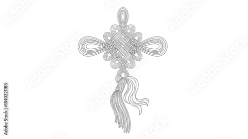 Intricate Chinese Knot with Tassel Traditional Decorative Element.