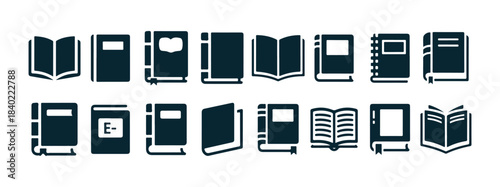 Set of Book Icons. Library, Reading, Education, Literature Symbols. Vector illustration eps 10