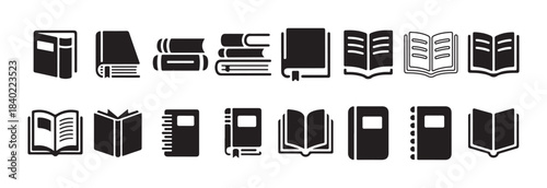 Book Icons Set. Library, Education, Reading, Study Symbols. Victor Illustration eps 10