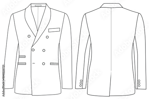 man Double Breasted Coat Vector Fashion Design Illustration