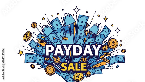 Vibrant Payday Sale Graphic Featuring Money Motif for Promotional Campaigns.