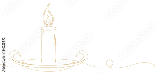 vintage candlestick with line art style vector