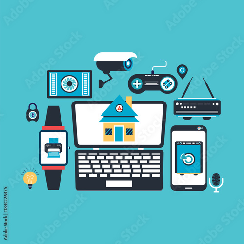 Internet of things IOT concept with simple icons