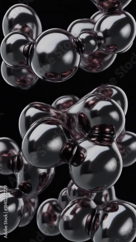 Seamless Loop: Highly Reflective Liquid Chrome Metal Flowing in Zero Gravity Spherical Shapes