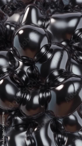 Seamless Loop: Highly Reflective Liquid Chrome Metal Flowing in Zero Gravity Spherical Shapes