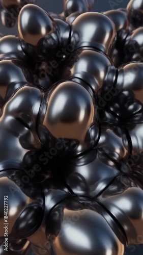 Seamless Loop: Highly Reflective Liquid Chrome Metal Flowing in Zero Gravity Spherical Shapes