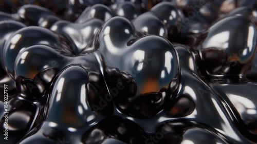 Seamless Loop: Highly Reflective Liquid Chrome Metal Flowing in Zero Gravity Spherical Shapes